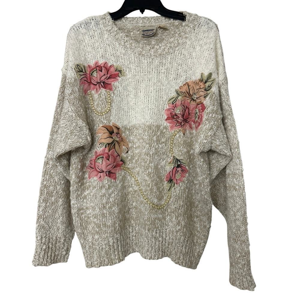 Separate Issue Vintage Embroidered Pearl Floral Cottagecore Sweater Size 20